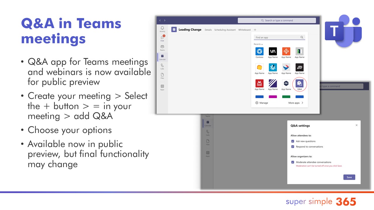 Q&A In Teams Meetings - Super Simple 365