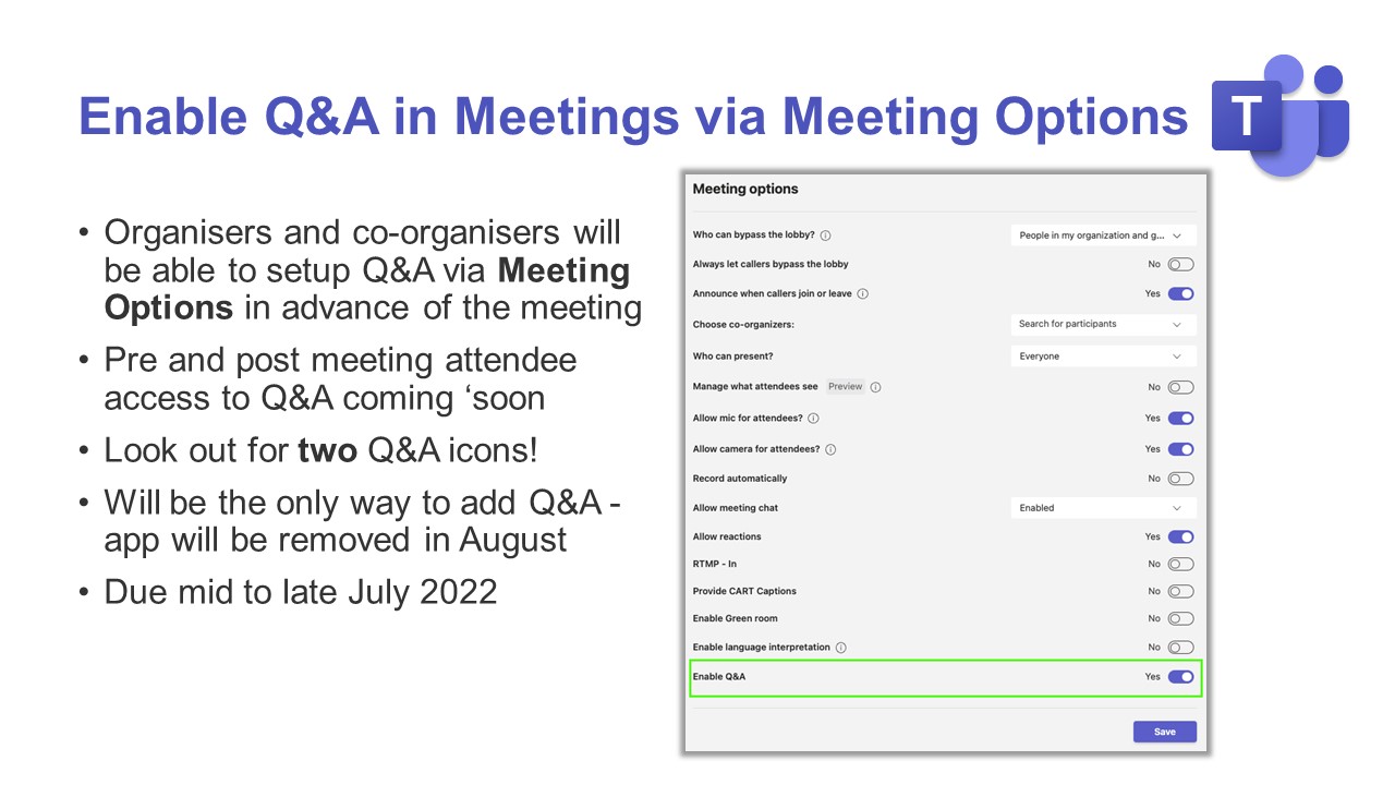 Enable Q&A In Teams Meetings Via Meeting Options - Super Simple 365